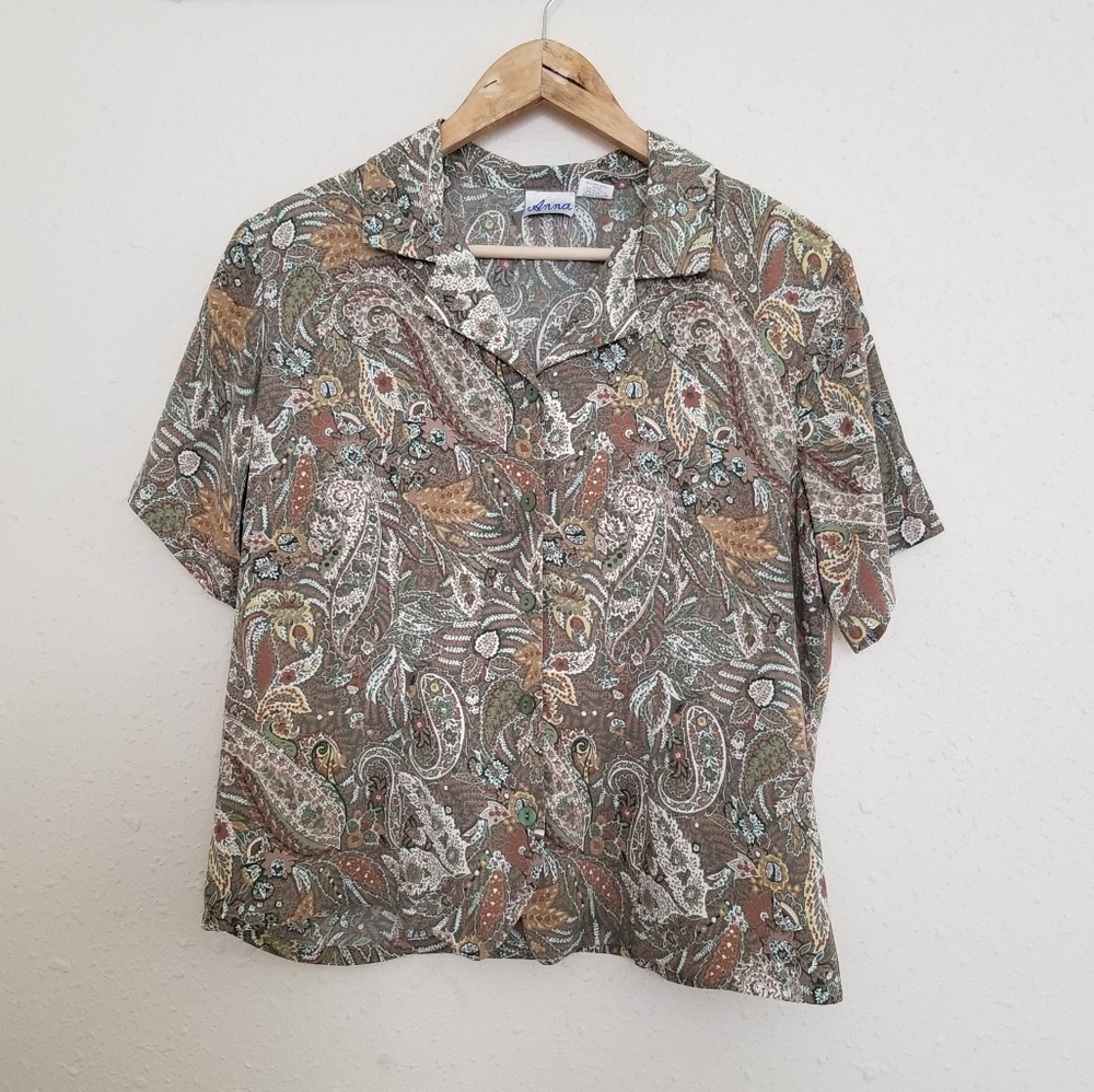 Anna Vintage Paisley Button Up Crop Top